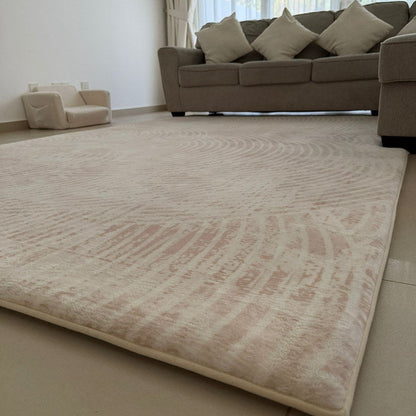 Ivory Arches patterned memory foam mat in a living room with kids couch